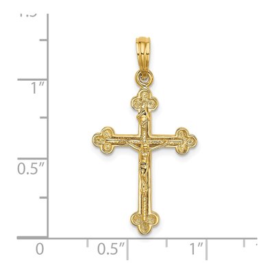14K Yellow Gold Narrow Budded Crucifix Charm – view 4