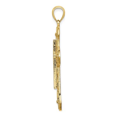 14K Yellow Gold Cut-Out Floral Cross Pendant – view 3