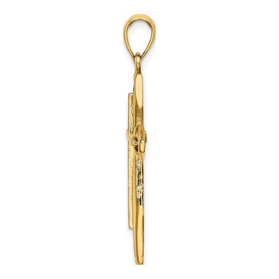 14K Yellow Gold Textured Cross Pendant – view 3