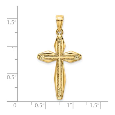 14K Yellow Gold Textured Cross Pendant – view 4