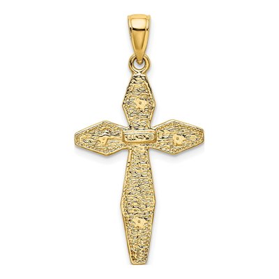 14K Yellow Gold Textured Cross Pendant – view 5