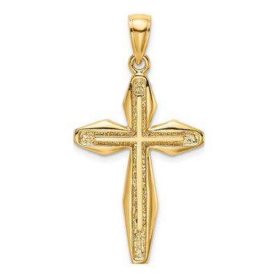 14K Yellow Gold Textured Cross Pendant