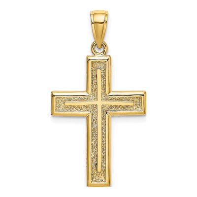 14K Yellow Gold 2-D Cross Pendant