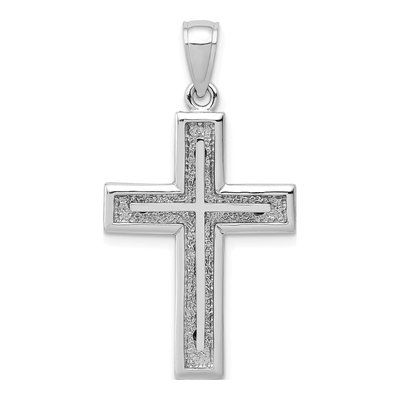 14K White Gold Cross Pendant