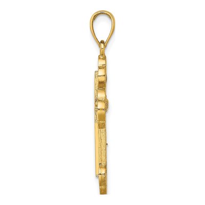 14K Yellow Gold Textured Budded Cross Charm – view 3