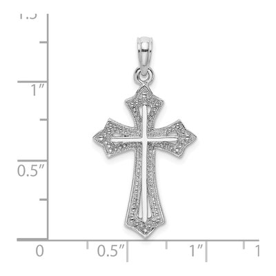 14K White Gold Beaded Cross Pendant – view 4