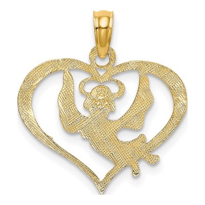 14K Yellow Gold Angel Heart Pendant – view 5