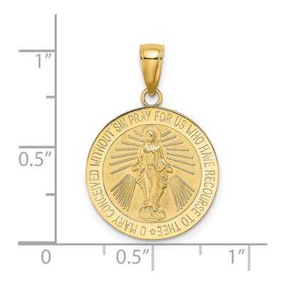 14K Yellow Gold Miraculous Medal Round Charm – view 4