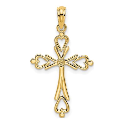 14K Yellow Gold Cross Charm