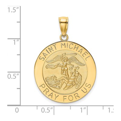 14K Yellow Gold St Michael Medal Pendant – view 3