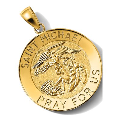 14K Yellow Gold St Michael Medal Pendant – view 4