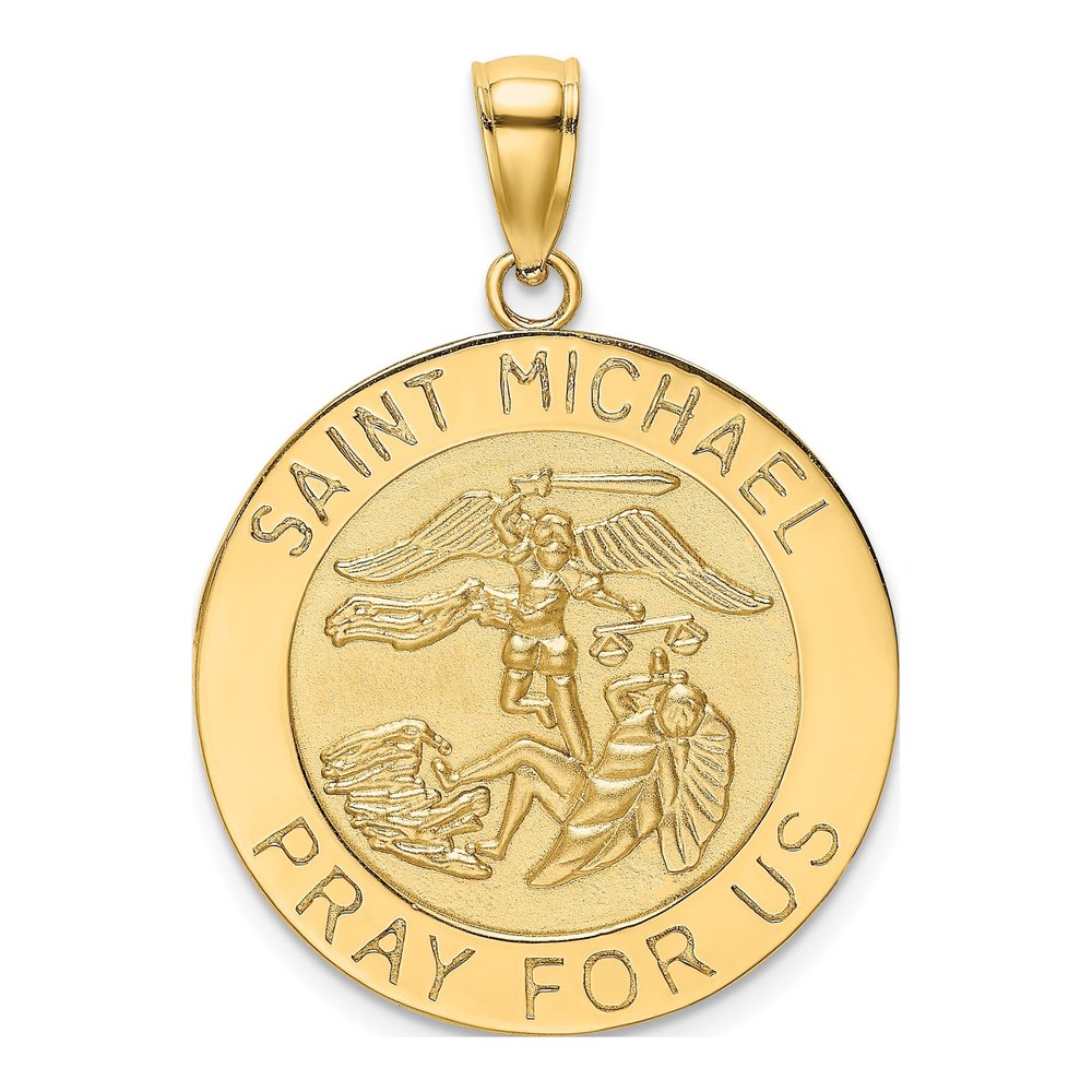 14K Yellow Gold St Michael Medal Pendant