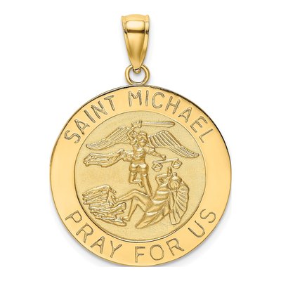 14K Yellow Gold St Michael Medal Pendant