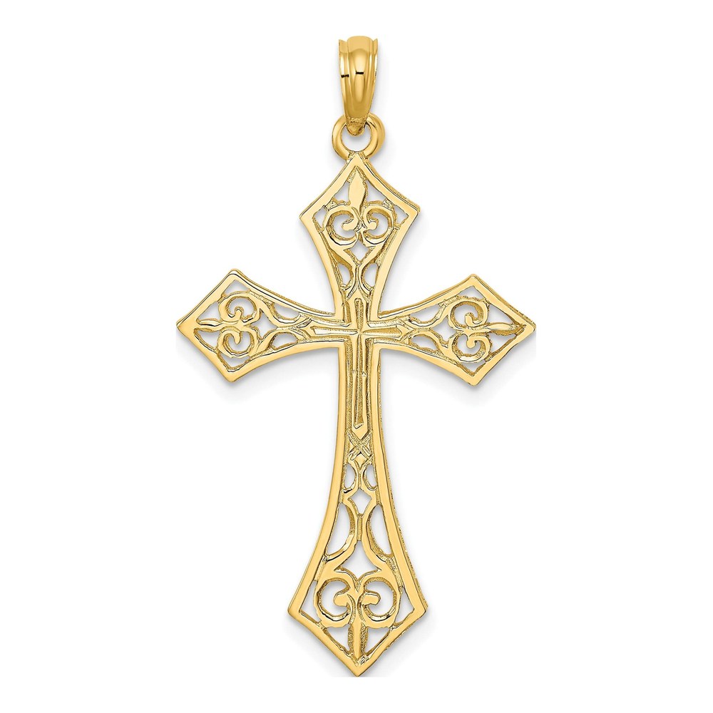14K Yellow Gold Filigree Cross Pendant