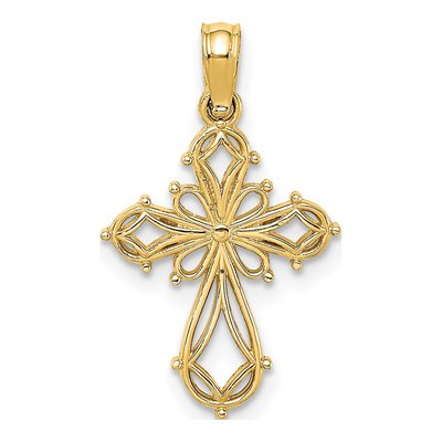14K Yellow Gold Cut-Out Cross Pendant