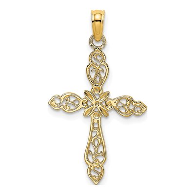 14K Yellow Gold Cut-Out Cross Pendant