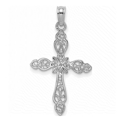 14K White Gold Cut-Out Cross Pendant