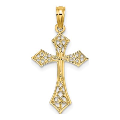 14K Yellow Gold Filigree Cross Pendant