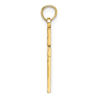 14K Yellow Gold Diamond-Cut Block Cross Charm – view 3