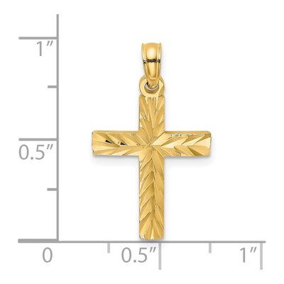 14K Yellow Gold Diamond-Cut Block Cross Charm – view 4