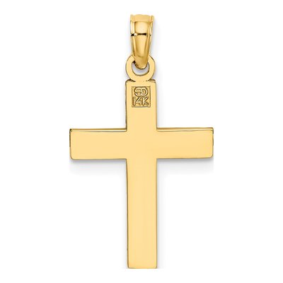 14K Yellow Gold Diamond-Cut Block Cross Charm – view 5