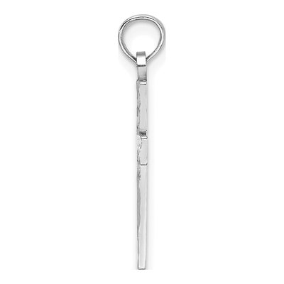 14K White Gold Diamond-Cut Block Cross Charm – view 3