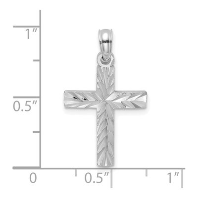 14K White Gold Diamond-Cut Block Cross Charm – view 4