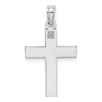 14K White Gold Diamond-Cut Block Cross Charm – view 5