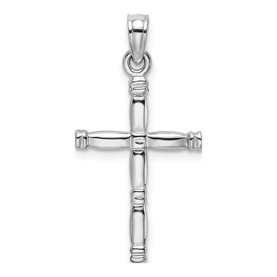 14K White Gold 3-D Cross Pendant