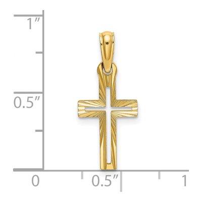 14K Yellow Gold Diamond-Cut Cross Charm – view 4
