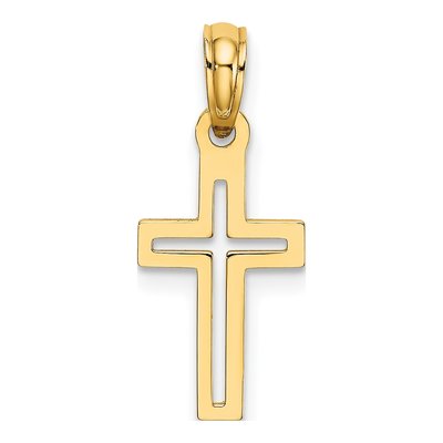 14K Yellow Gold Diamond-Cut Cross Charm – view 5