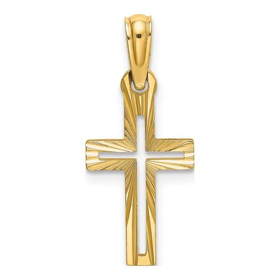 14K Yellow Gold Diamond-Cut Cross Charm