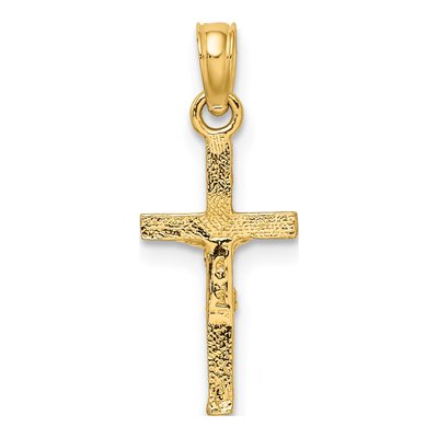 14K Yellow Gold Mini Crucifix Pendant – view 5