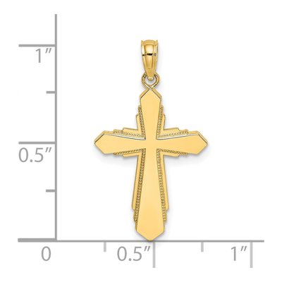 14K Yellow Gold Beaded Cross Pendant – view 4
