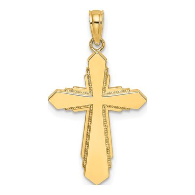 14K Yellow Gold Beaded Cross Pendant
