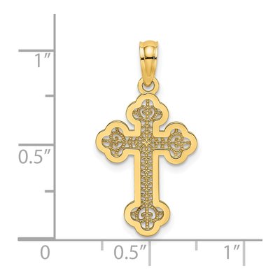14K Yellow Gold Lacey Budded Cross Pendant – view 4