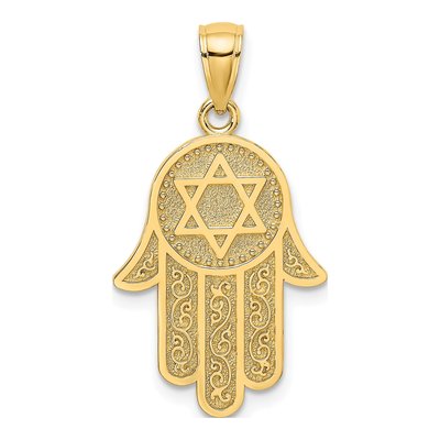 14K Yellow Gold Chamseh Star of David Charm