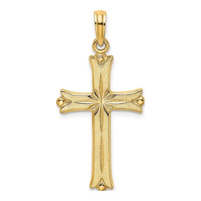 14K Yellow Gold Cross Starburst Pendant