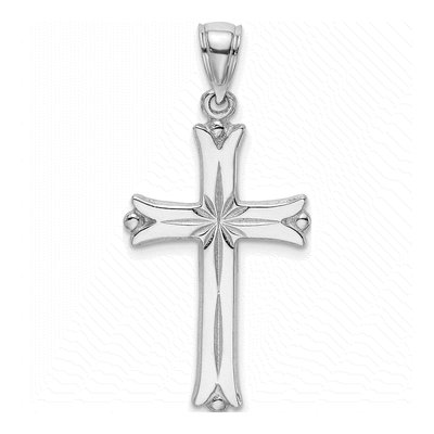 14K White Gold Cross Starburst Pendant