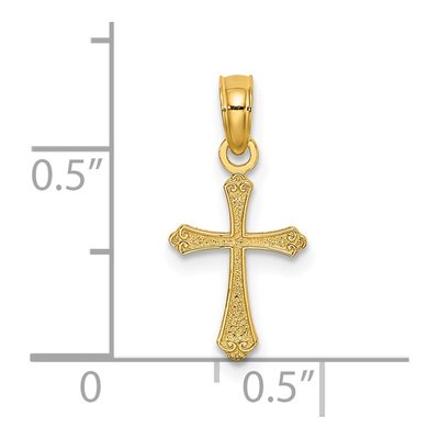 14K Yellow Gold Textured Mini Cross Charm – view 4