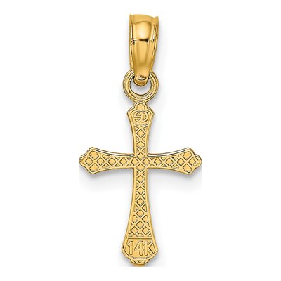 14K Yellow Gold Textured Mini Cross Charm – view 5