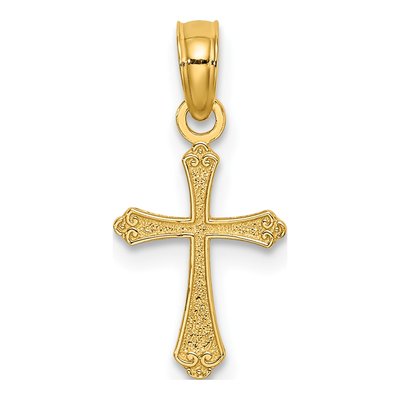 14K Yellow Gold Textured Mini Cross Charm