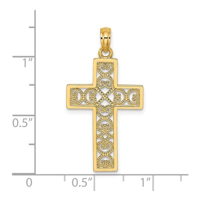 14K Yellow Gold Square Cross Heart Pendant – view 4