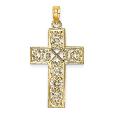 14K Yellow Gold Square Cross Heart Pendant – view 5