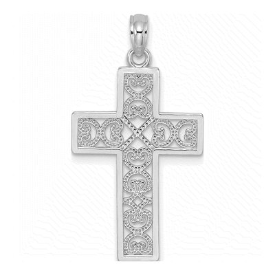 14K White Gold Cross Pendant
