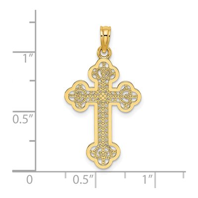 14K Yellow Gold Budded Cross Pendant – view 4