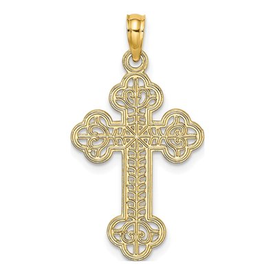 14K Yellow Gold Budded Cross Pendant – view 5