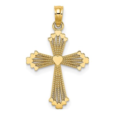 14K Yellow Gold Cut-Out Cross Charm