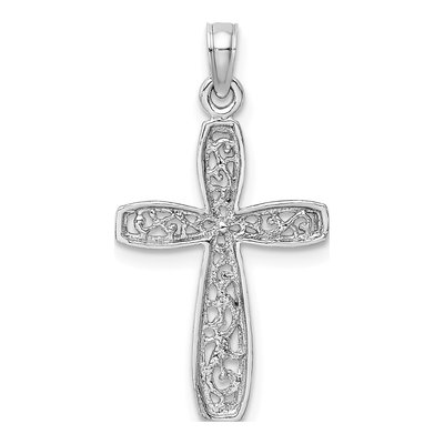 14K White Gold Filigree Cross Pendant – view 4