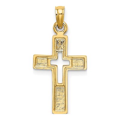 14K Yellow Gold Cut-Out Cross Pendant – view 5